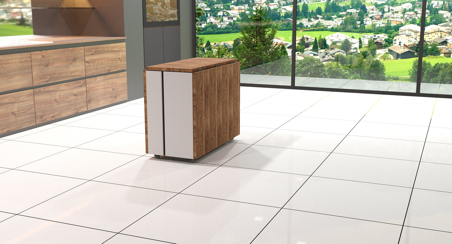 Foldomatix Six seater Folding Table with Integrated Seating and Lockable Leaf Panel Extension System