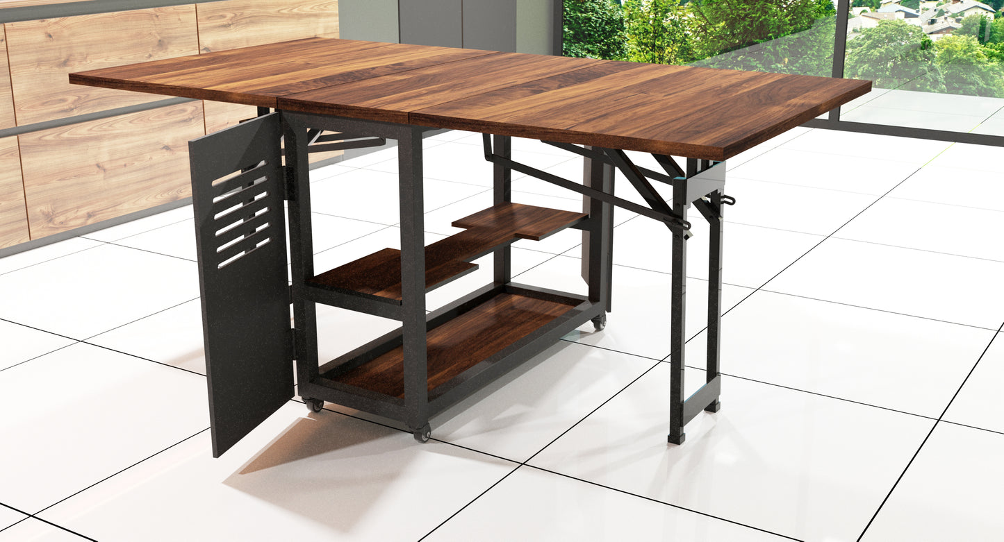 Foldomatix Engineered Wood (Plywood) 6 Seater Folding Dining Table with Unique configuration for easy handling and increased capacity.