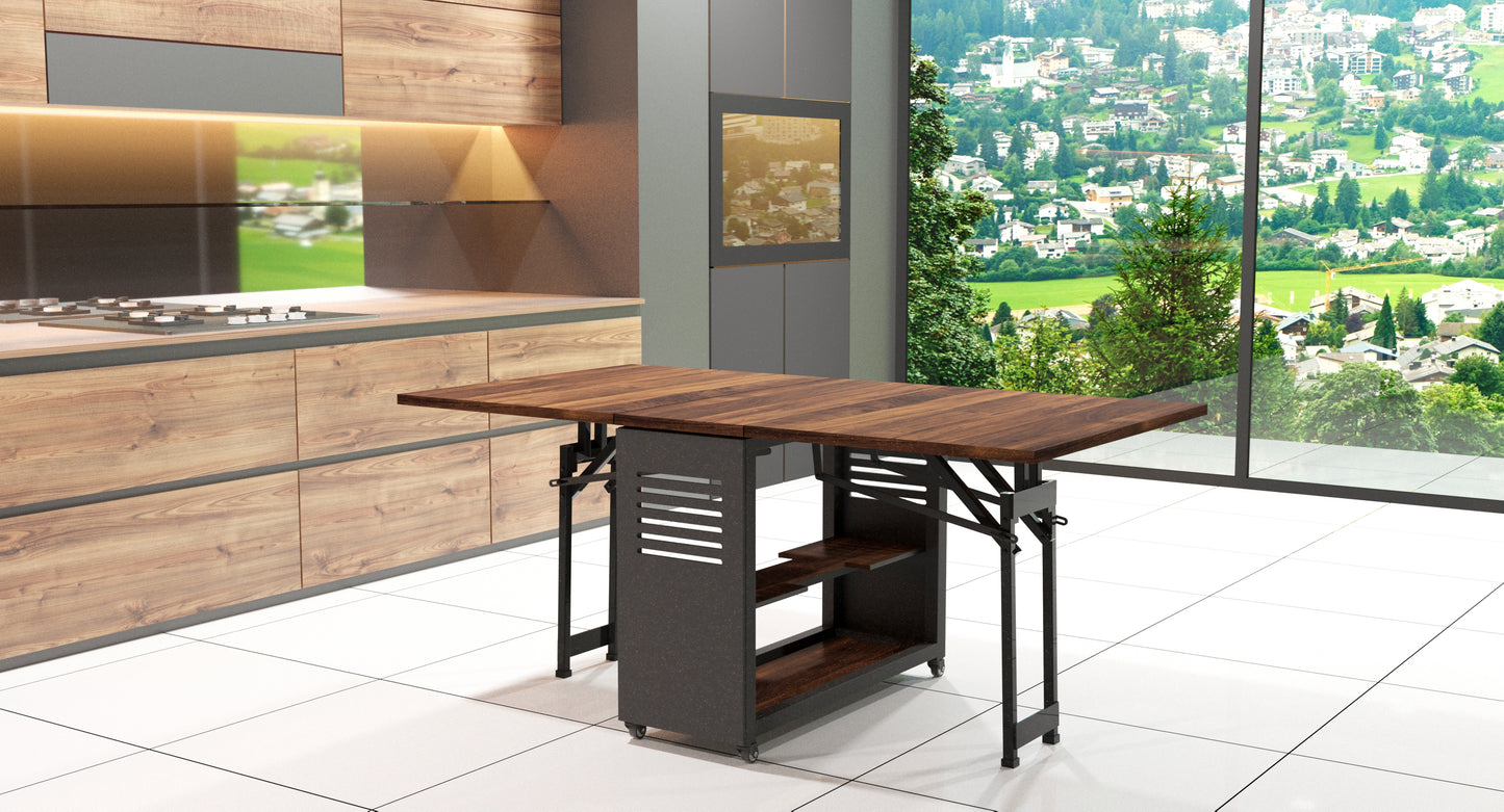 Foldomatix Engineered Wood (Plywood) 6 Seater Folding Dining Table with Unique configuration for easy handling and increased capacity.