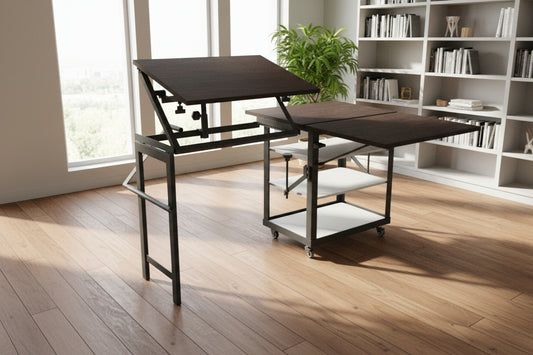 Foldomatix Multipurpose Folding Height & Angle Adjustable Desk - Light | WorkStation, Compact, Space-Saving, and Ergonomic Desk with Adjustable shelves and Adjustable Keyboard Tray