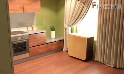 FOLDOMATIX Engineered Wood (Plywood) 6 Seater Folding Dining Table with 3 Shelves Pull out stainless steel drawer (Without Chairs)