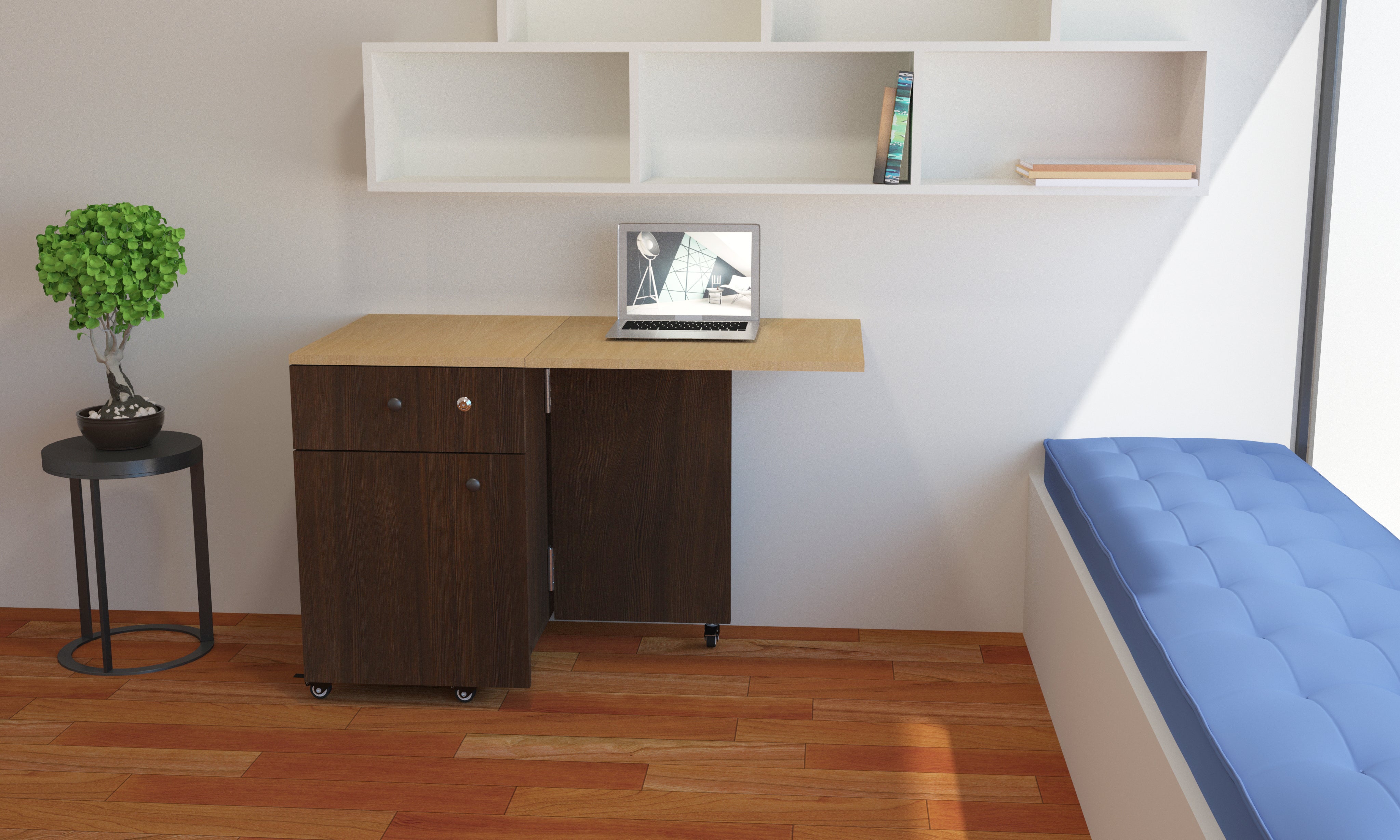 FOLDOMATIX Convertible Desk Engineered Wood (Plywood) Computer Table a