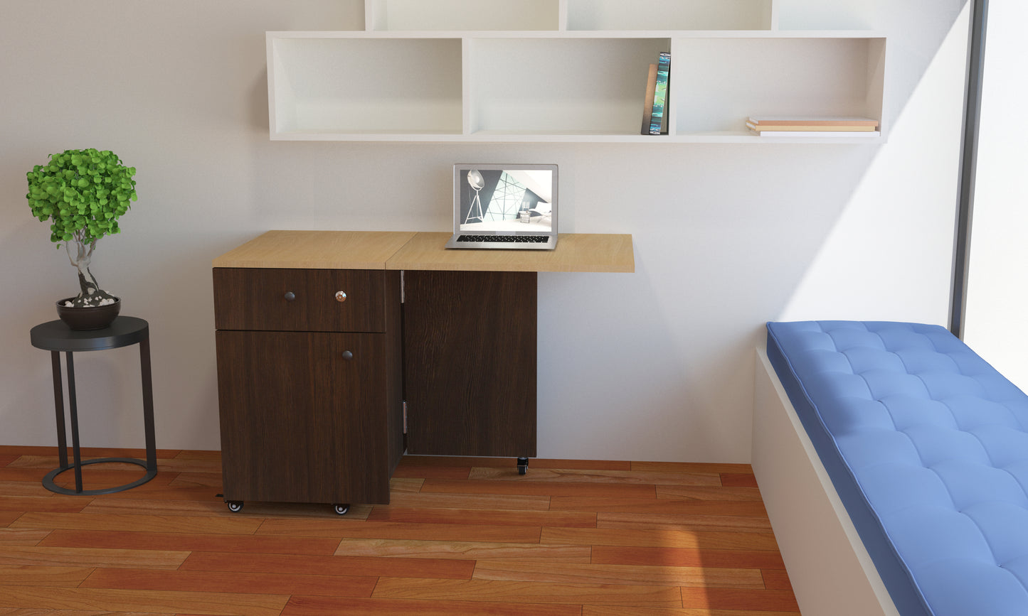 FOLDOMATIX Convertible Desk Engineered Wood (Plywood) Computer Table and Study Table