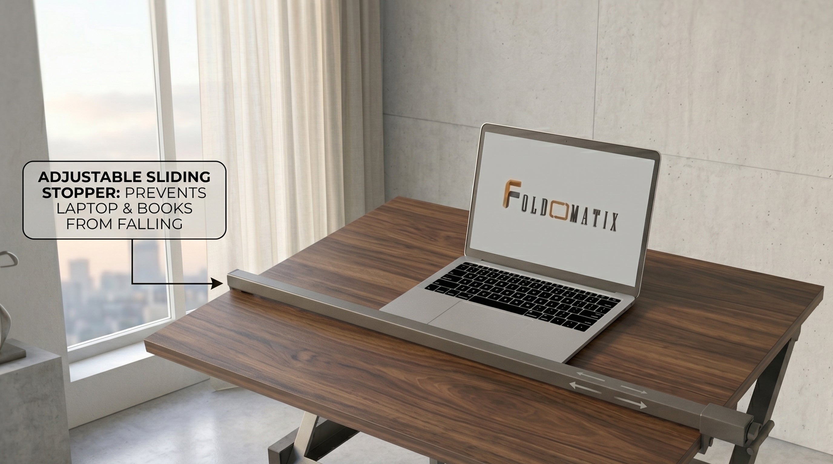 Foldomatix Multipurpose L-Shaped Height & Angle Adjustable Desk | WorkStation, Compact, Space-Saving, and Ergonomic Desk with Adjustable shelves and Adjustable Keyboard Tray