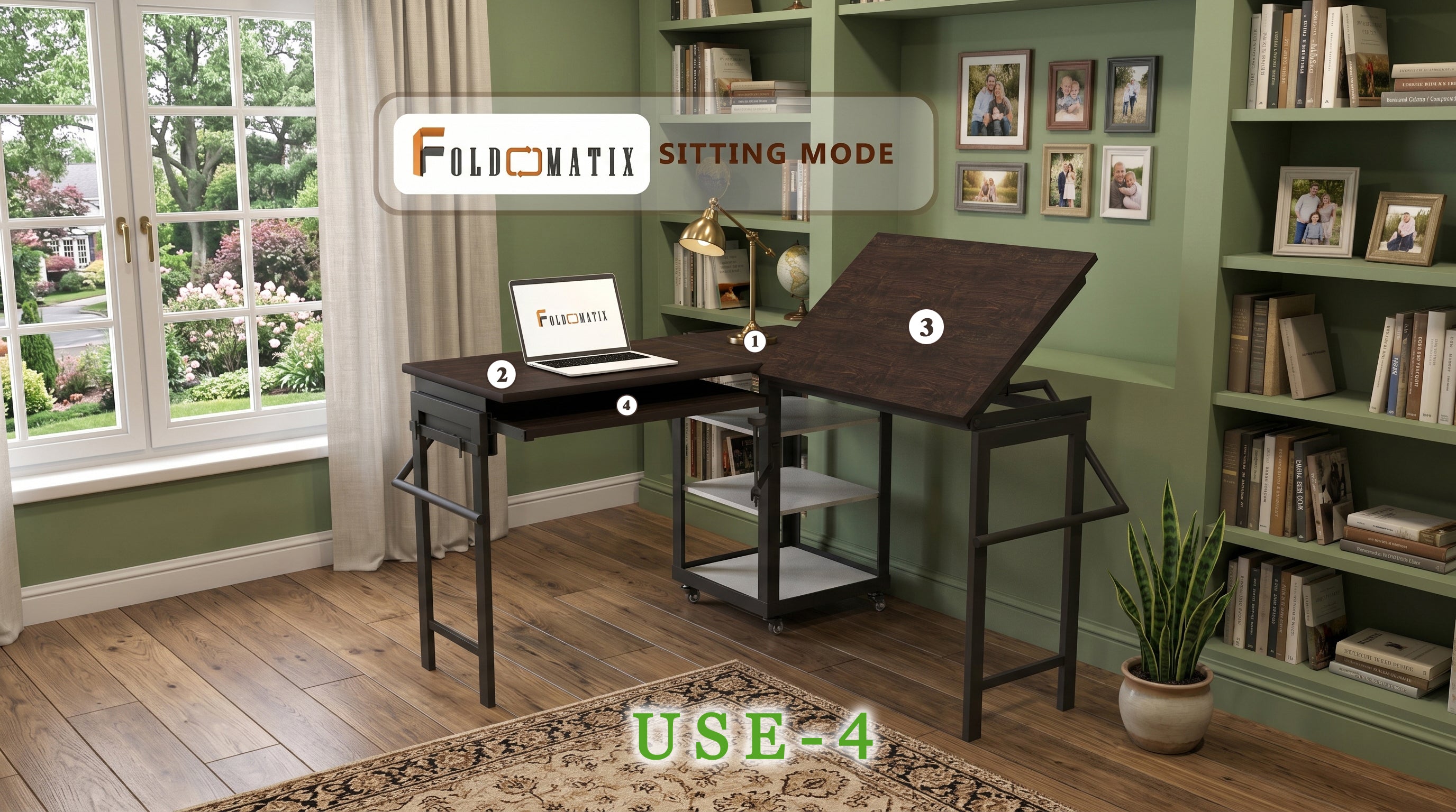 Foldomatix Multipurpose L-Shaped Height & Angle Adjustable Desk | WorkStation, Compact, Space-Saving, and Ergonomic Desk with Adjustable shelves and Adjustable Keyboard Tray