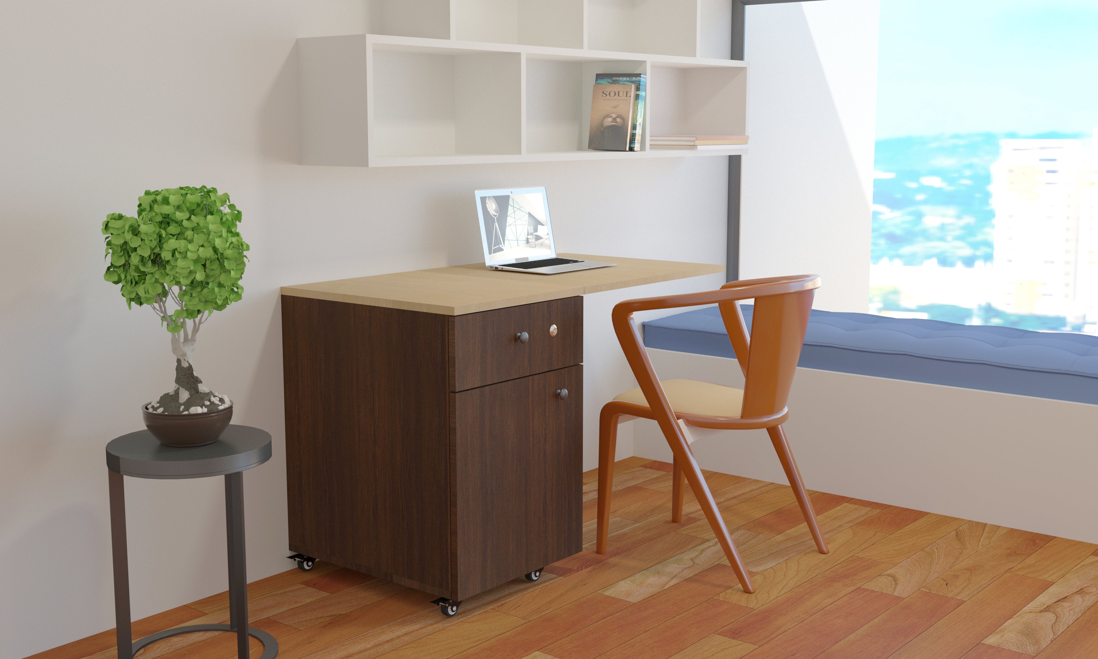 FOLDOMATIX Convertible Desk Engineered Wood (Plywood) Computer Table and Study Table