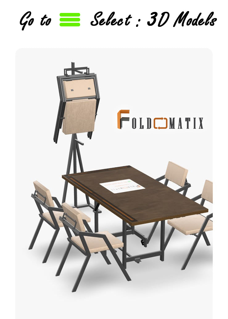 Foldomatix Gas Spring Assisted Folding Dining Table – 6 Seater, 72 × 36 Inch Space-Saving Vertical Folding Table with Wheels (Chair is not n