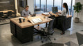 Executive Workstation with Height & Tilt Angle Adjustable Desk Sections | Ergonomic Multi-User Office Desk