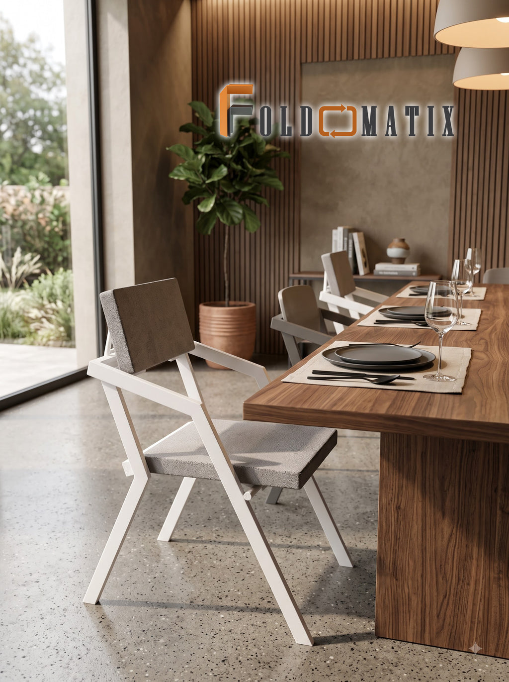 Foldomatix Gas Spring Assisted Folding Dining Table – 6 Seater, 72 × 36 Inch Space-Saving Vertical Folding Table with Wheels (Chair is not n