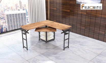 Foldomatix Multipurpose L-Type Convertible Study Table & Computer Desk | Compact, Space-Saving, and Ergonomic Desk with Detachable and slidable Keyboard Tray with Multiple Customizable Functionality
