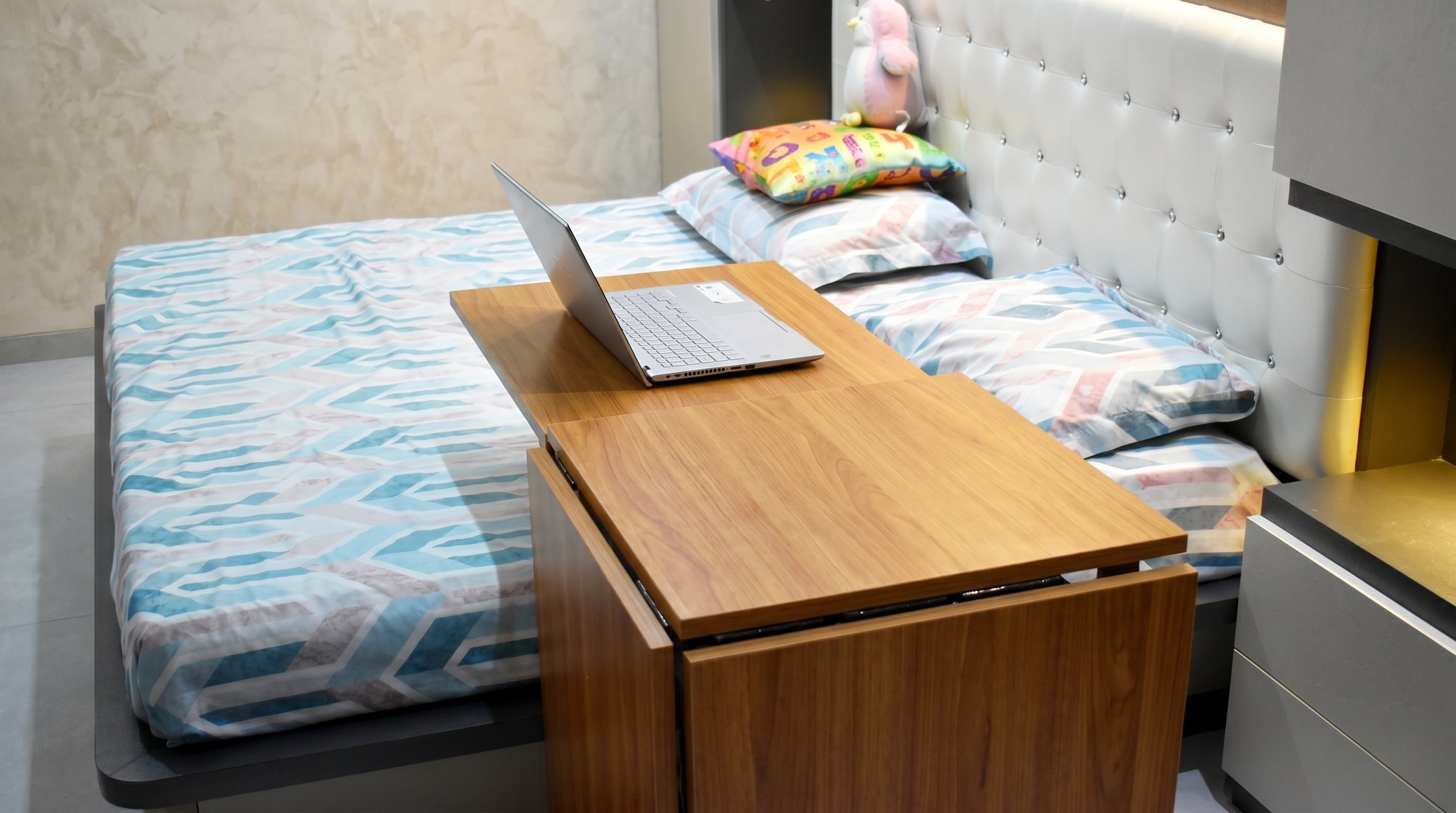 Foldomatix Multipurpose L-Shaped Height & Angle Adjustable Desk | WorkStation, Compact, Space-Saving, and Ergonomic Desk with Adjustable shelves and Adjustable Keyboard Tray