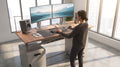 FOLDOMATIX Height Adjustable Executive Desk with Dual Storage Pedestals | Sit-Stand Office Workstation | Manual Micro Effort Scissor Lift | Ergonomic Computer Desk