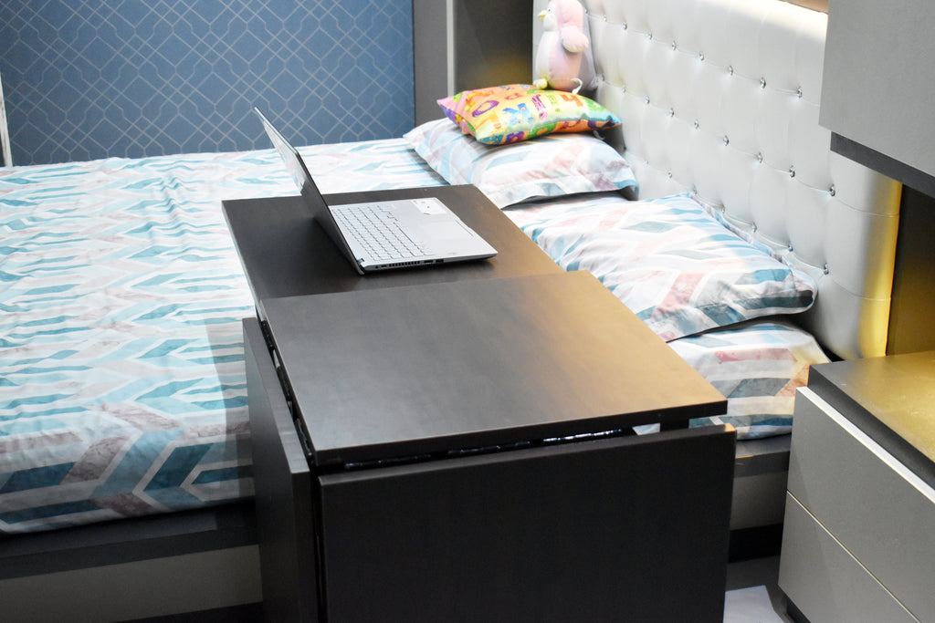 Foldomatix Multipurpose L-Shaped Height & Angle Adjustable Desk | WorkStation, Compact, Space-Saving, and Ergonomic Desk with Adjustable shelves and Adjustable Keyboard Tray