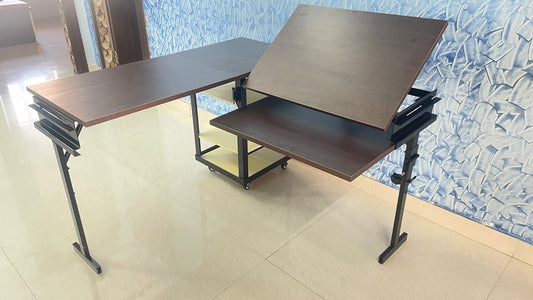 Foldomatix Multipurpose L-Type Convertible Study Table & Computer Desk | Compact, Space-Saving, and Ergonomic Desk with Detachable and slidable Keyboard Tray with Multiple Customizable Functionality