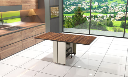 Foldomatix Six seater Folding Table with Integrated Seating and Lockable Leaf Panel Extension System