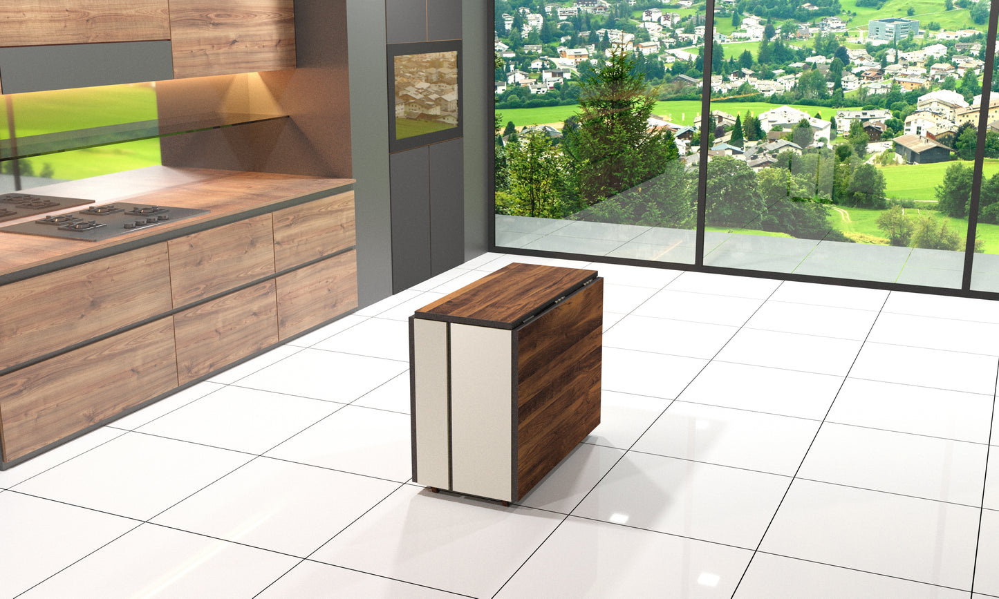 Foldomatix Six seater Folding Table with Integrated Seating and Lockable Leaf Panel Extension System