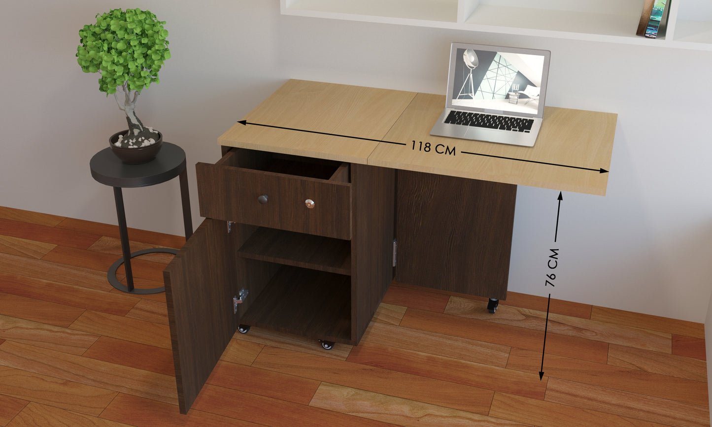 FOLDOMATIX Convertible Desk Engineered Wood (Plywood) Computer Table and Study Table