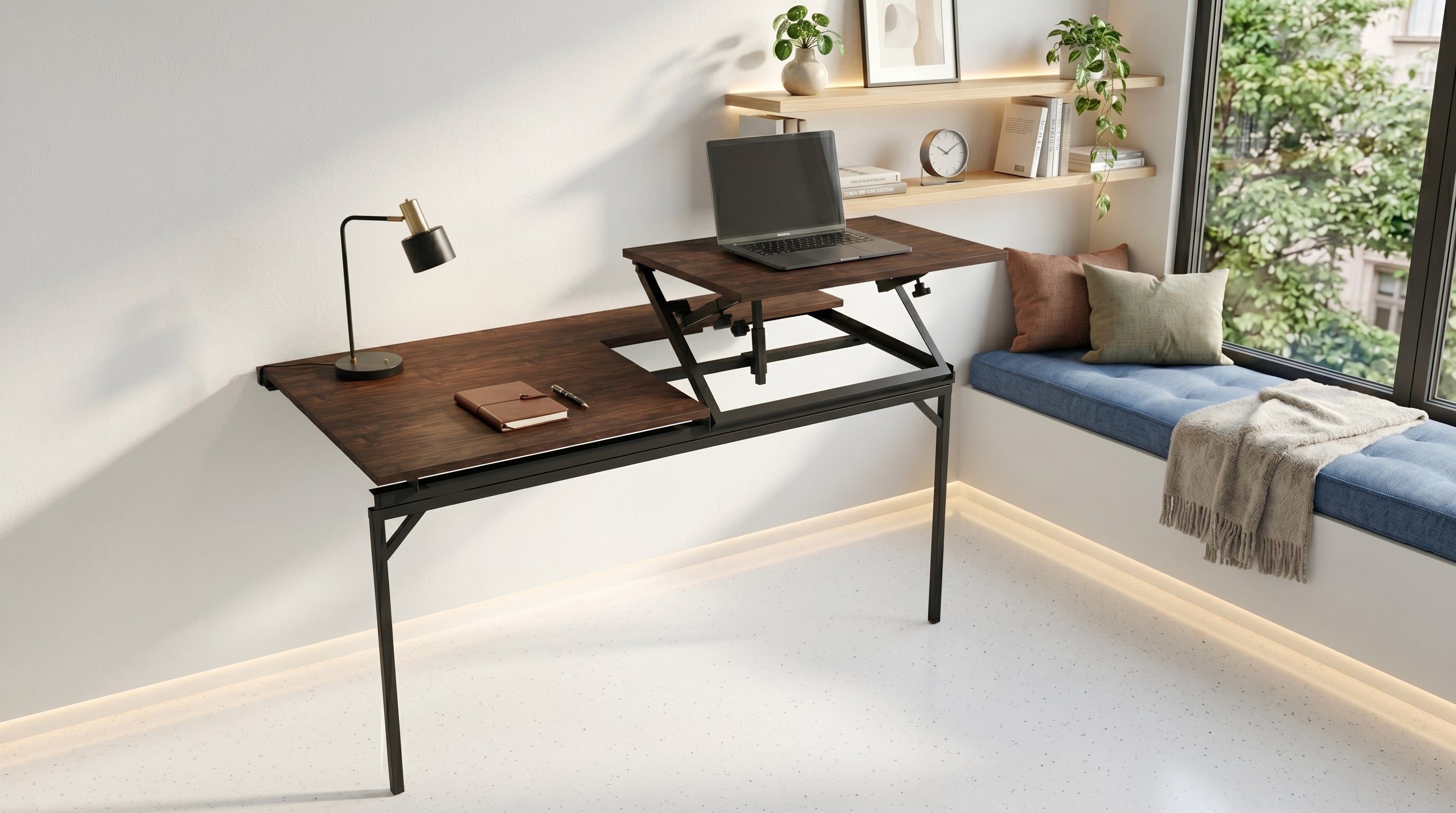 Wall-Mounted Desk with Height & Tilt Angle Adjustable Section