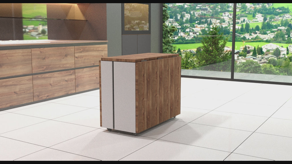 Foldomatix Six seater Folding Table with Integrated Seating and Lockable Leaf Panel Extension System